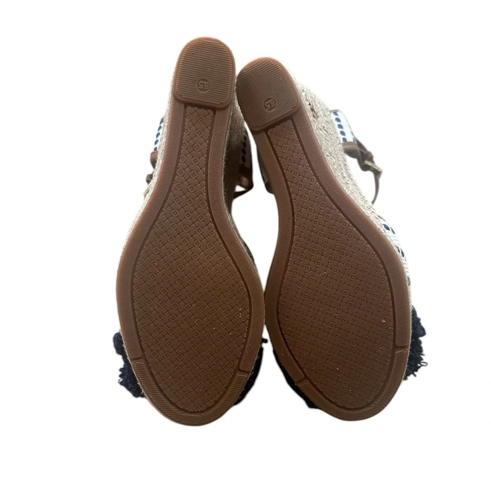 Tory Burch - Shaw Wedge Espadrille | Woven Wedge | Ivory & Navy | Size 6.5